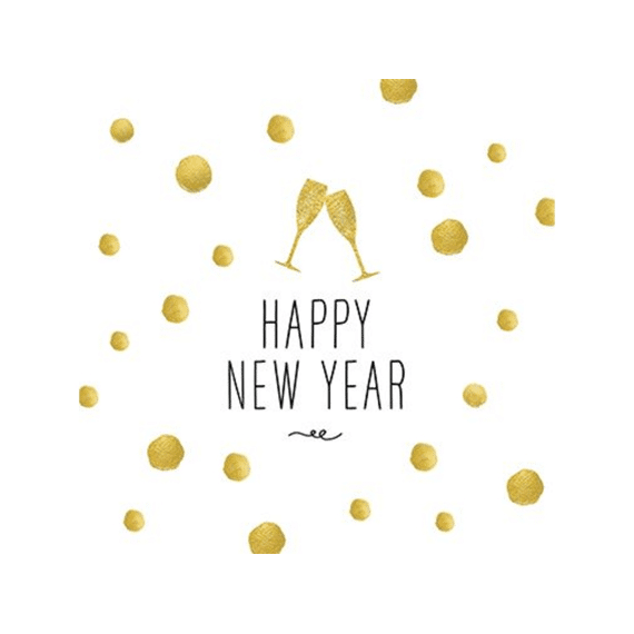 Ppd Happy New Year Servetten 33X33Cm - 20 Stuks