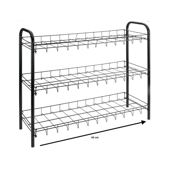 Schoenenrek 3 Verdiepingen Zwart 64X23X59Cm