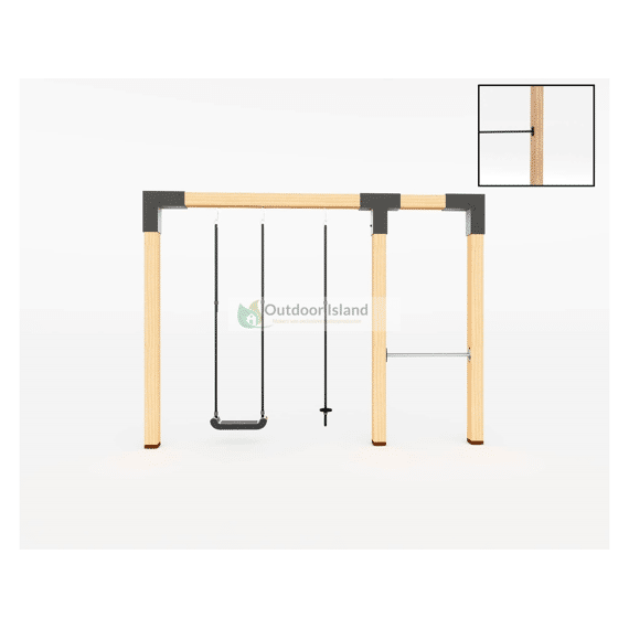 Premium Schommel Anna 300cm 3 Schommelhaken Met Duikelstang 90cm Antraciet