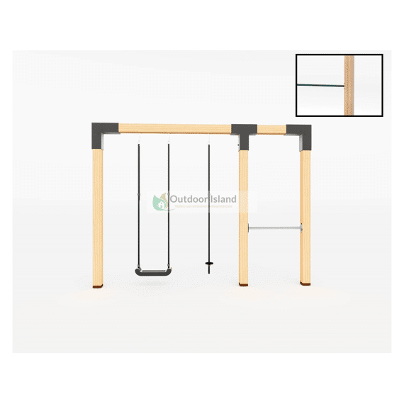 Premium Schommel Anna 300cm 3 Schommelhaken Met Duikelstang 90cm Groen