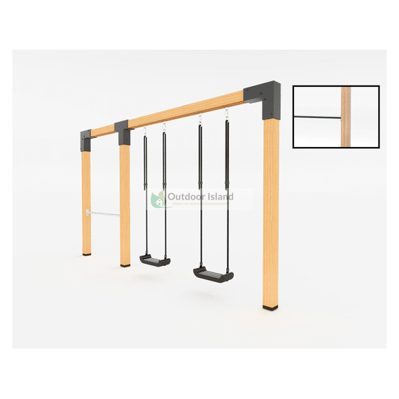 Premium Schommel Anna 400cm 4 Schommelhaken Met Duikelstang 125cm Groen