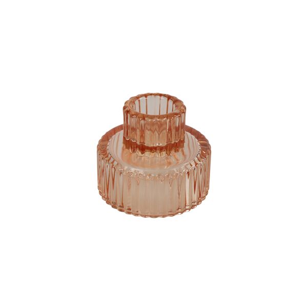 Theelicht/Kaarsenh Rond Duette Roze L6,5B6,5H5Cm