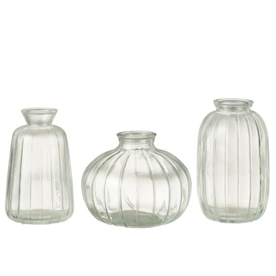 Vaasjes Lari Glas Transparant Assortiment Van 3 9X9X11Cm