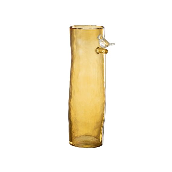 Vaas Lang Vogel Glas Oker L 5,31X3,74X12,6Cm