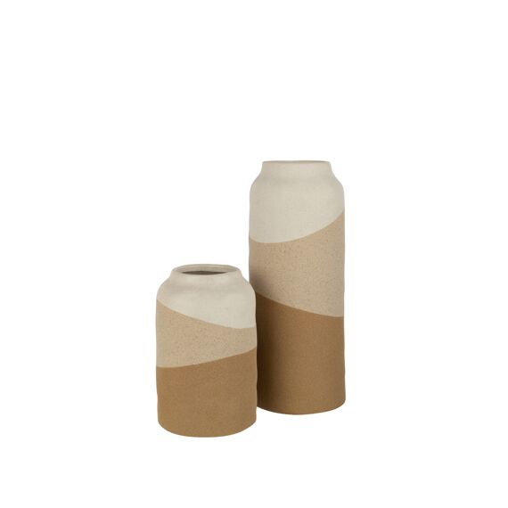 Vaas Cylinder Keramiek Beige/Lichtbruin - Large - 13,5X13,5X33Cm