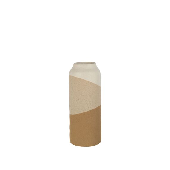 Vaas Cylinder Keramiek Beige/Lichtbruin - Large - 13,5X13,5X33Cm