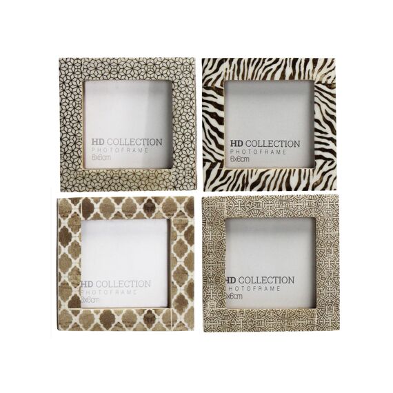 Photo Frame Mango Wood Ivory 6X6Cm 4 Assortiment