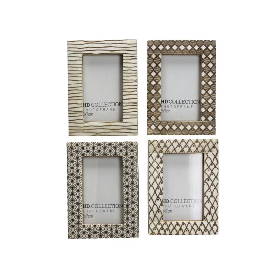 Photo Frame Mango Wood Ivory 5X7Cm 4 Assortiment