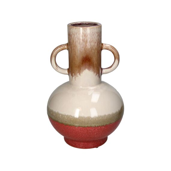 Vase Stoneware Red 21.5X21.5X33Cm