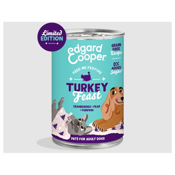 Edgard & Cooper Dog Adult Pate Tin Festive Turkey 400G