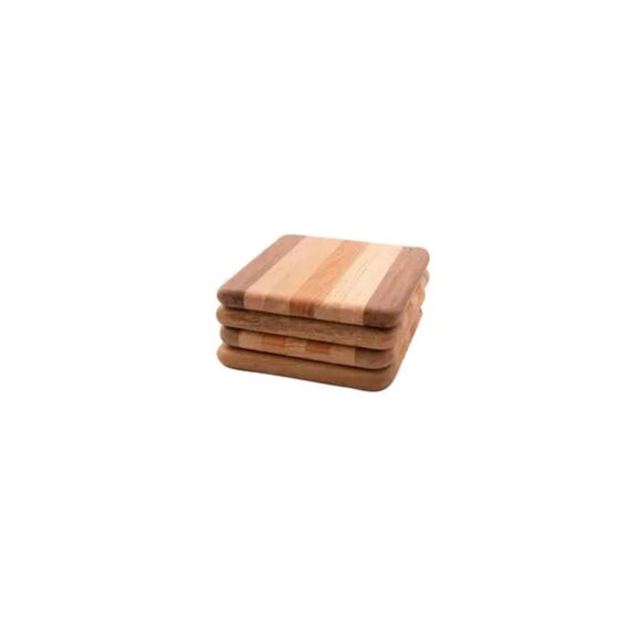 Point-Virgule Glasonderzetters Gerecycleerd Hout 9,5X9,5Cm Set Van 4
