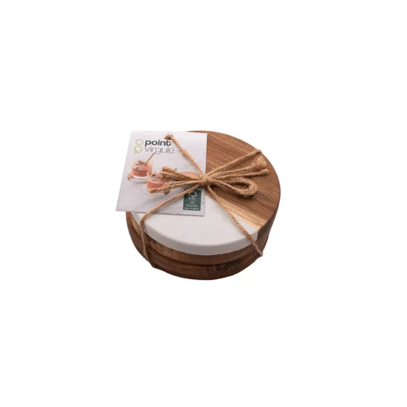 Point-Virgule Glasonderzetters Marmer & Acaciahout Ø10Cm