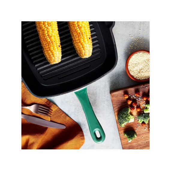 Barbary & Oak Foundry Grillpan Gietijzer Groen 26X26Cm