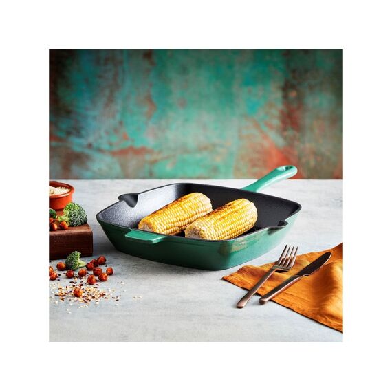 Barbary & Oak Foundry Grillpan Gietijzer Groen 26X26Cm