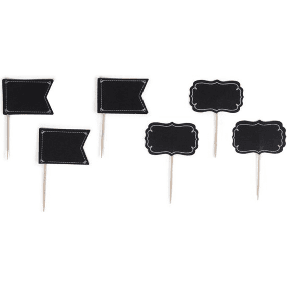Senza Krijtbord Cocktailprikkers /6 Papier Zwart 5 X 10 Cm