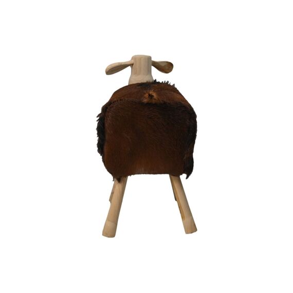 Schaap Large Wit/Bruin/Naturel Teak/Geitenhuid 58X34X62Cm