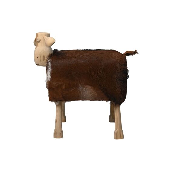 Schaap Large Wit/Bruin/Naturel Teak/Geitenhuid 58X34X62Cm