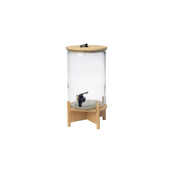 Xl Limonadekan Glass, Houder En Deksel In Bamboo 7.5L