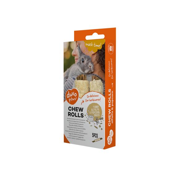 Duvo+ Knabbelrolletjes Luzerne & Popcorn 20G - 5Pcs - 8X2X2Cm