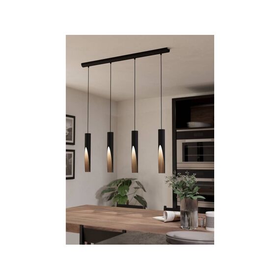 Eglo Barbotto Hanglamp Zwart/Bruin Hl/4 Gu10