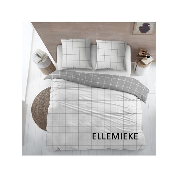 Dekbedovertrek /Hdc Flanel Ellemieke White/Grey 140X200/220+1