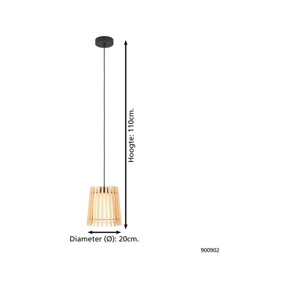 Eglo Fattoria Hanglamp Zwart/Bruin/Wit E27