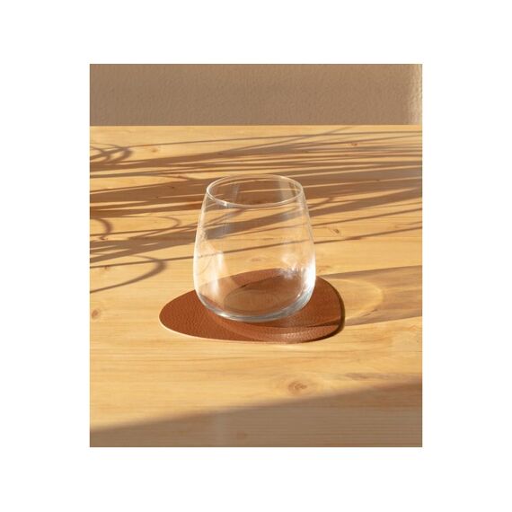 Onderzetter Pebble Skinnatur 13X11Cm Cognac Set/6