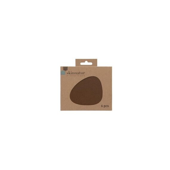 Onderzetter Pebble Skinnatur 13X11Cm Cognac Set/6