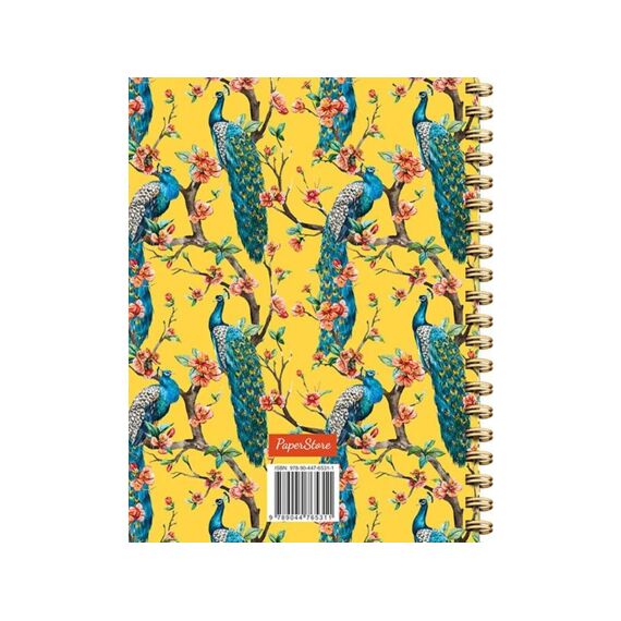 Yellow Peacock Notebook Spiraalboek Met Lijnen