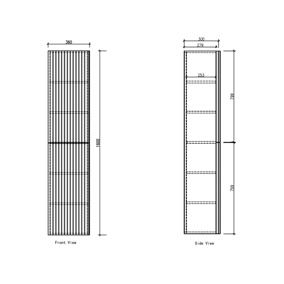 Brunella Kolomkast 160cm Omkeerbaar Eiken