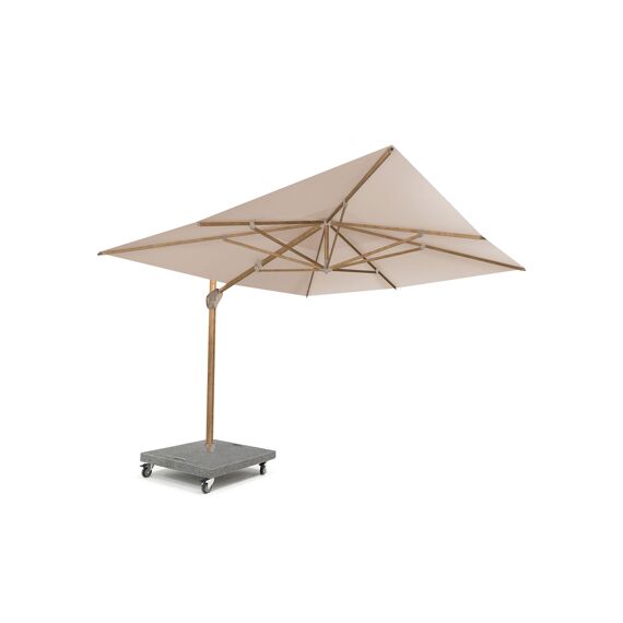 4 Seasons Parasol Hacienda 300X400Cm Wood Look - Sand + Voet 125kg + Wieltjes