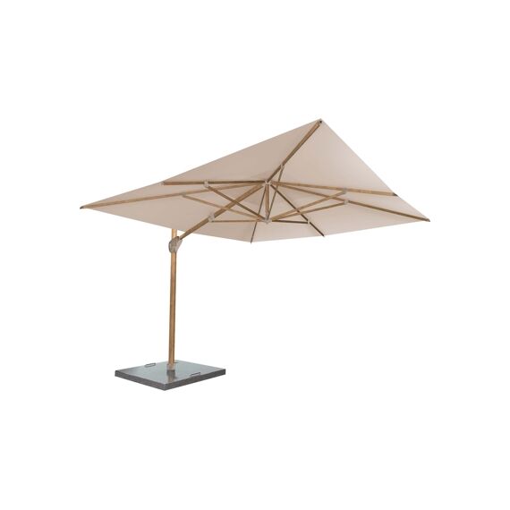 4 Seasons Parasol Hacienda 300X400Cm Wood Look - Sand + Voet 125kg + Wieltjes