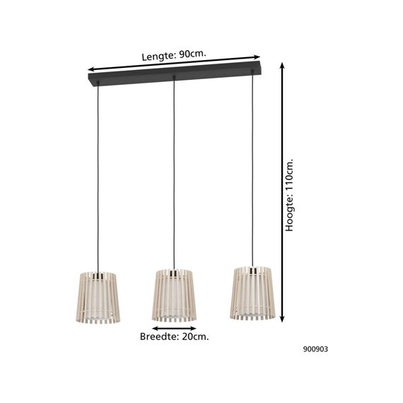 Eglo Fattoria Hanglamp Zwart/Bruin/Wit E27