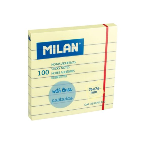 Milan Kleefblaadjes 100 Bladen Geel Gelijnd 76X76Mm