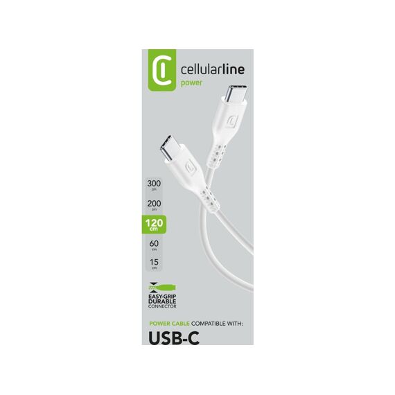 Cellularline Datakabel Usb-C Naar Usb-C 1.2M Wit