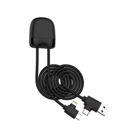 Cellularline Ice C-Multi Laadkabel - 2X Usb-C 1X Lightning 1X Usb-A - 1M Zwart