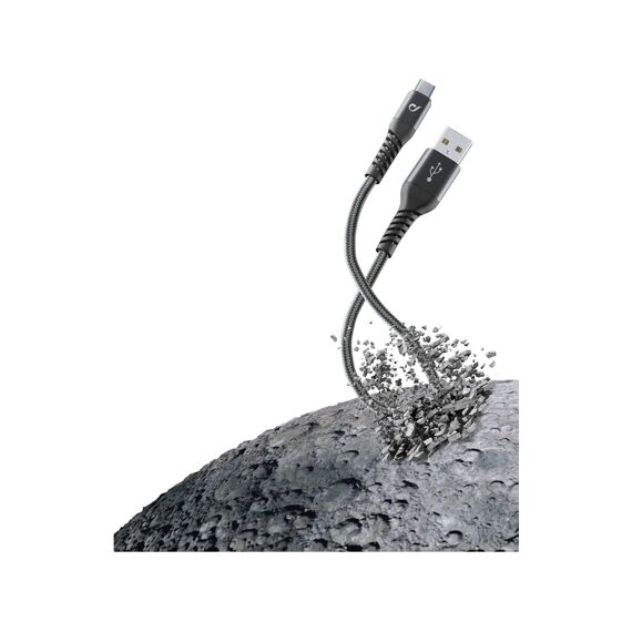 Cellularline Usb Kabel Kevlar Usb-A Naar Usb-C 2M Zwart