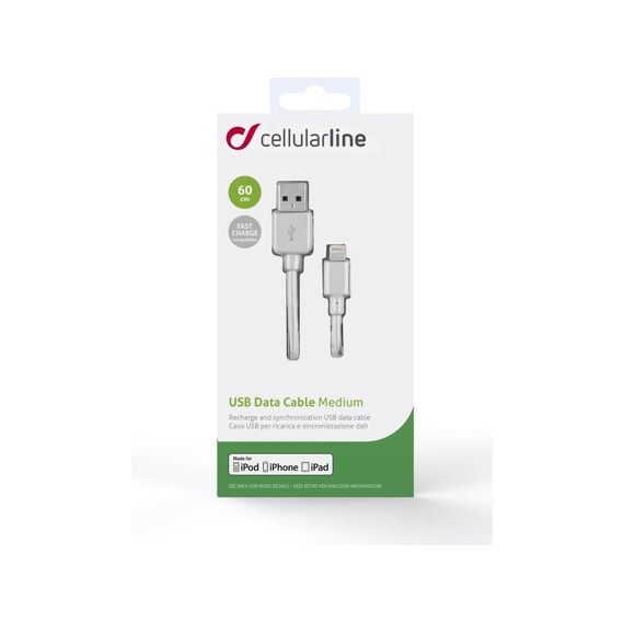 Cellularline Apple Usb Datakabel Snelladen 0.6M Wit