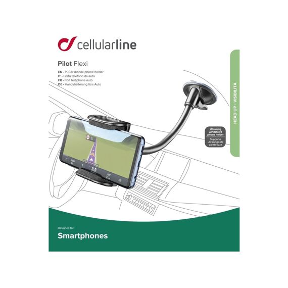 Cellularline Smartphonehouder Met Zuignap Auto Pilot Flexi Zwart