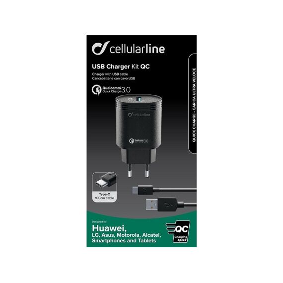 Cellularline Reislader Kit 18W Usb-C Qualcomm Huawei Wit