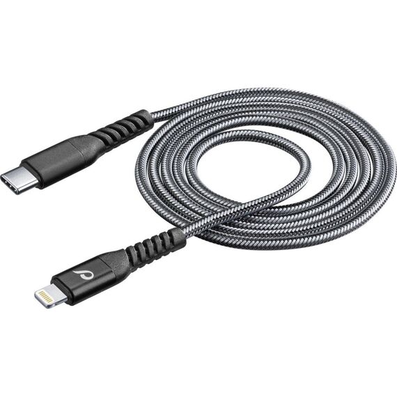 Cellularline Usb Kabel Kevlar Usb-C Naar Apple Lightning 1.2M Zwart