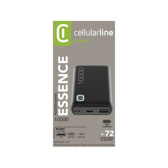 Cellularline Powerbank 10000 Mah Essence Zwart