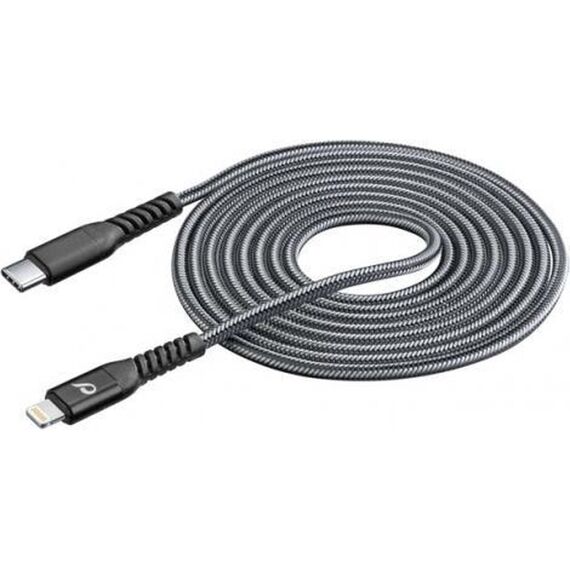 Cellularline Usb Kabel Kevlar Usb-C Naar Apple Lightning 2M Zwart