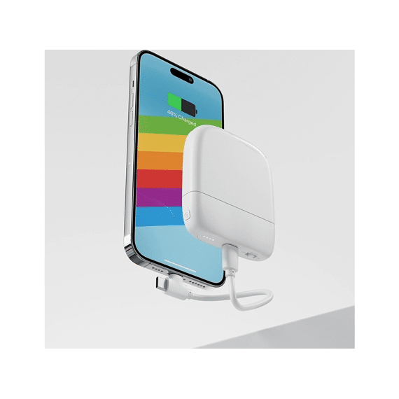 Cellularline Ice-P Powerbank Met Ingebouwd Led Licht En Kabel 5000Mah  Wit