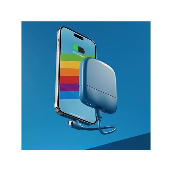 Cellularline Ice-P Powerbank Met Ingebouwd Led Licht En Kabel 5000Mah  Blauw