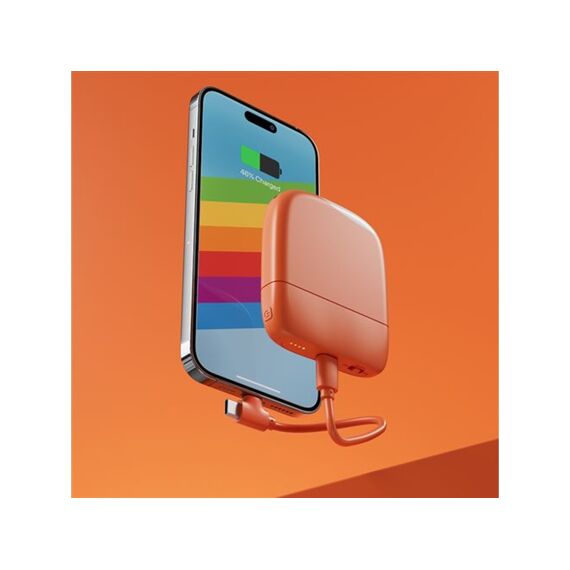 Cellularline Ice-P Powerbank Met Ingebouwd Led Licht En Kabel 5000Mah  Oranje