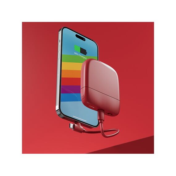 Cellularline Ice-P Powerbank Met Ingebouwd Led Licht En Kabel 5000Mah  Rood