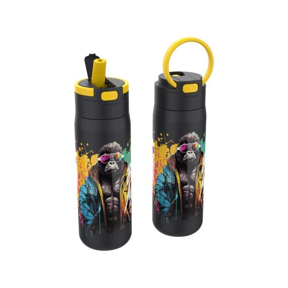 Lunch Buddies Rvs Waterfles 600Ml Gorilla