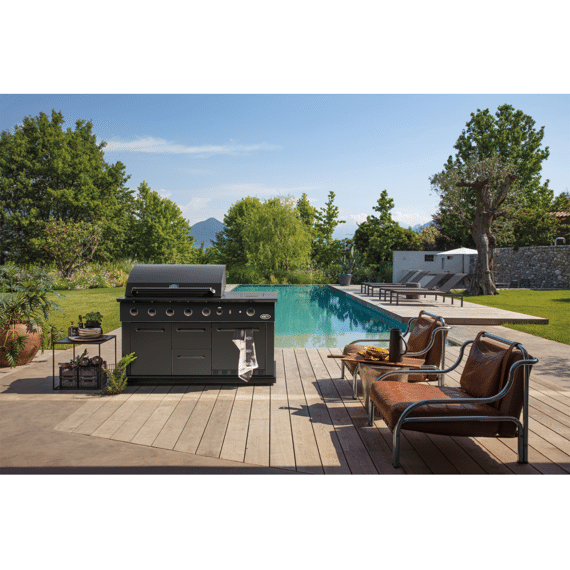 Boretti Luciano Nero Gasbbq 4 Brander + 2 Infraroodbranders + Zijbrander - Inclusief Koelkast