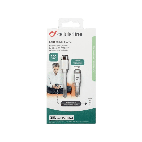 Cellularline Usb-Kabel Usb-C Naar Apple Lightning 2M Wit